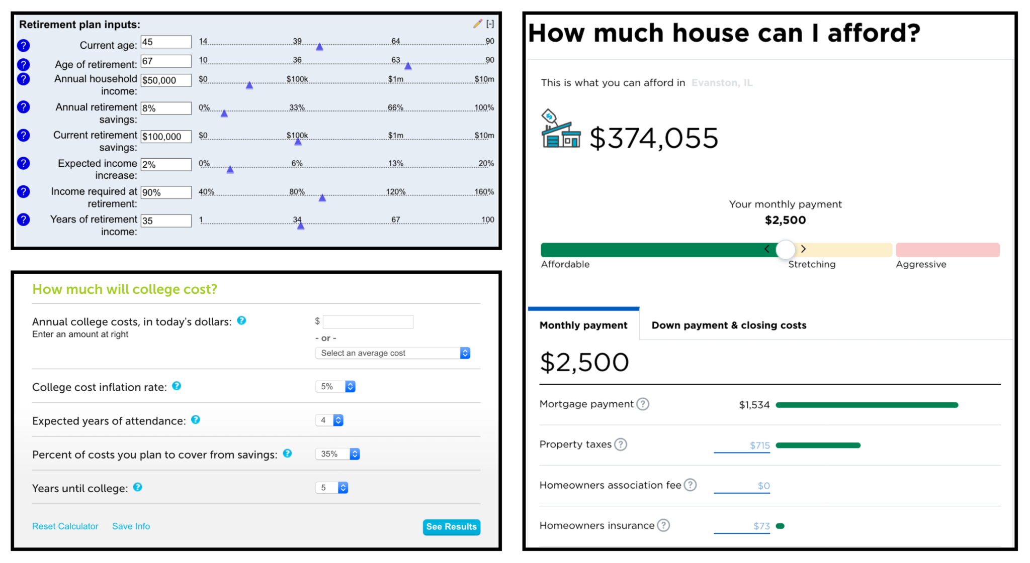 Wealthfront vs. Personal Finance Calculators Wealthfront