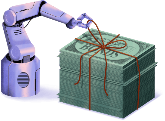 robot arm with cash image