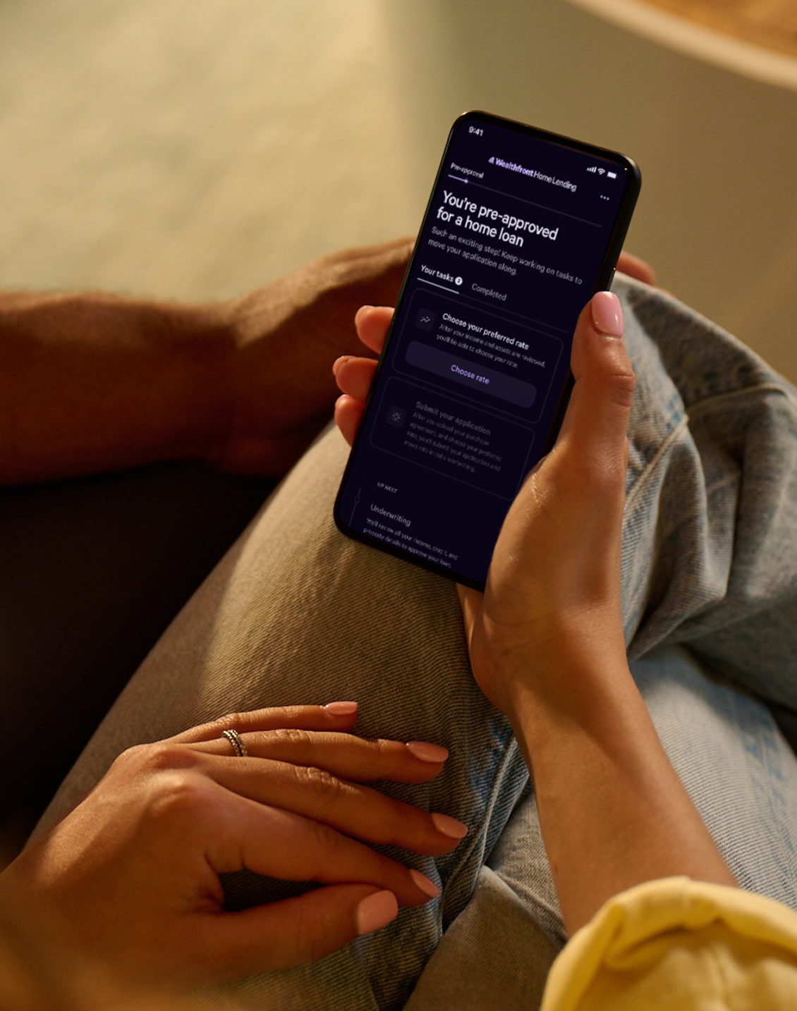 Person using Wealthfront Home Lending app