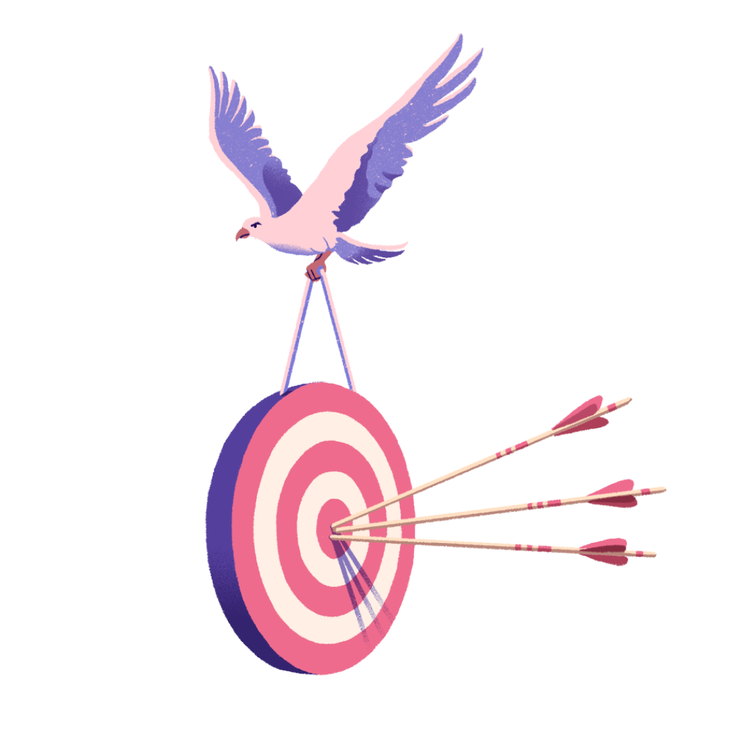 Target with three arrows in bullseye
