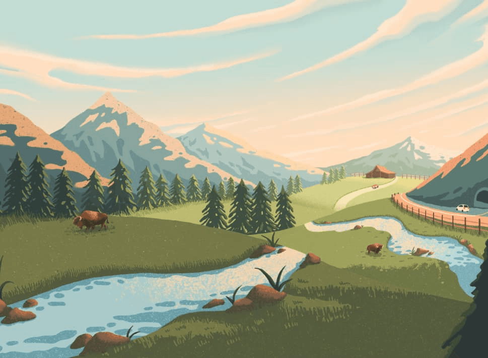 a landscape filled with mountains