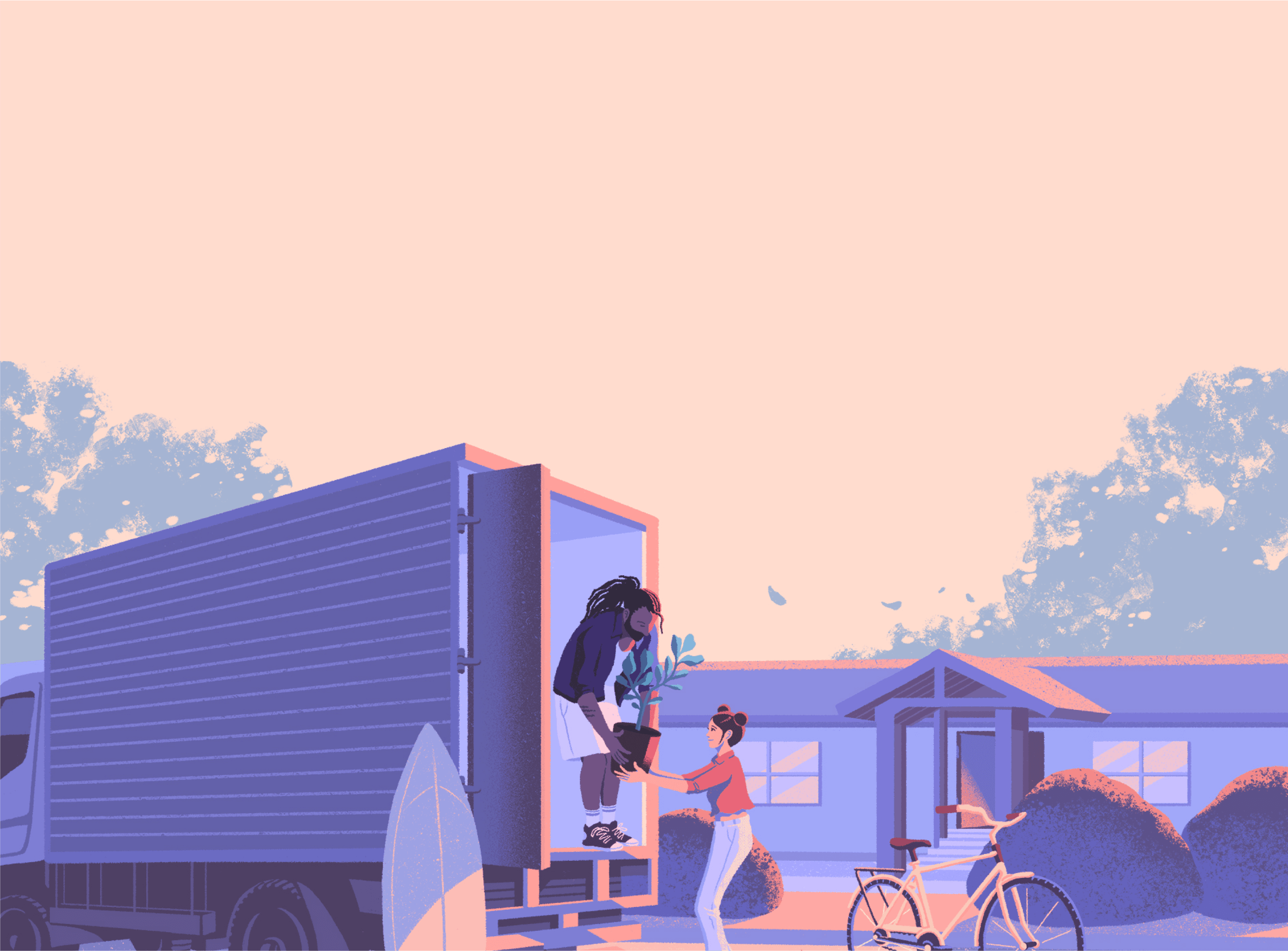 an illustration of a couple moving