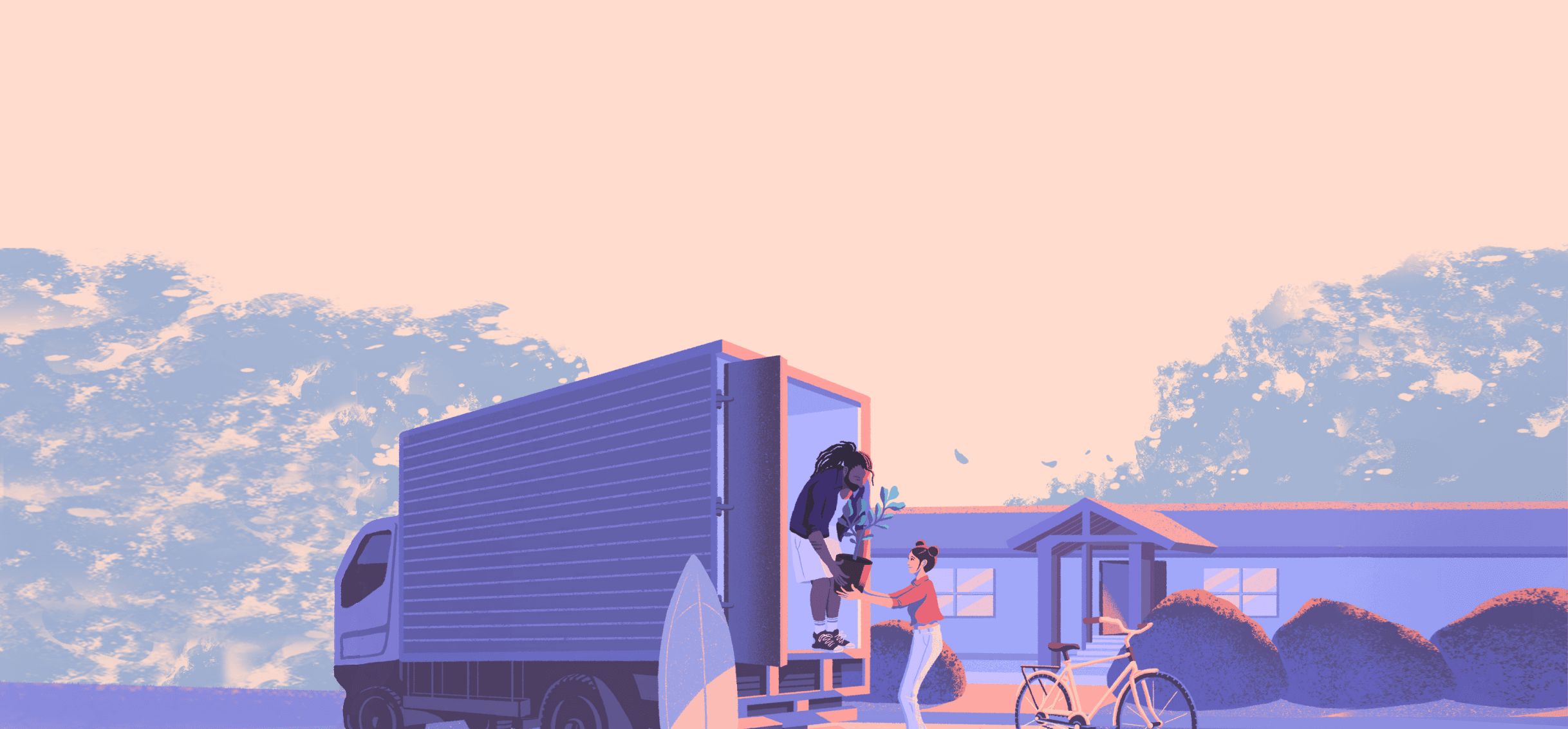 an illustration of a couple moving