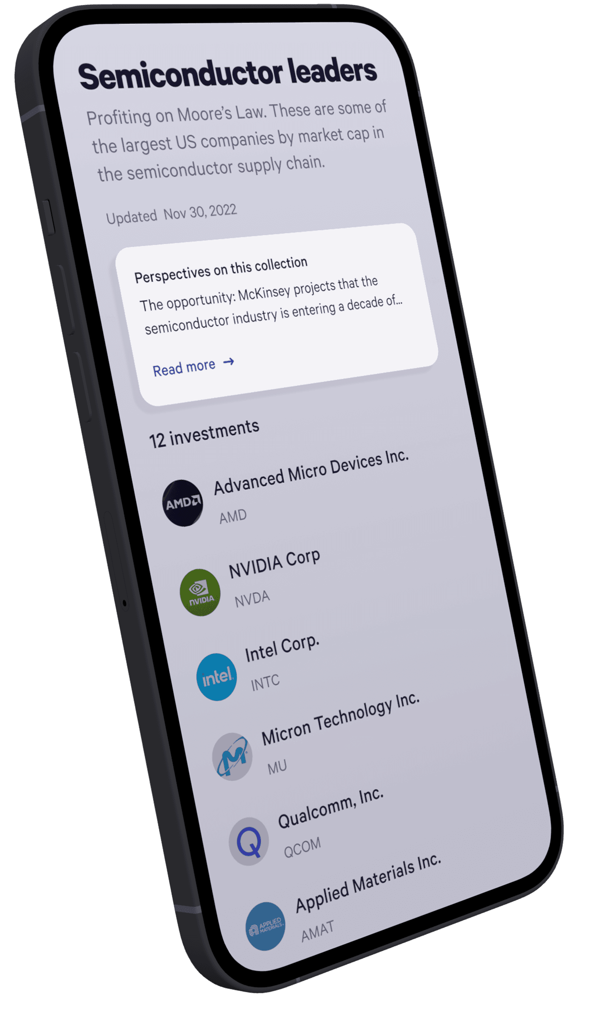 Stocks on mobile phone