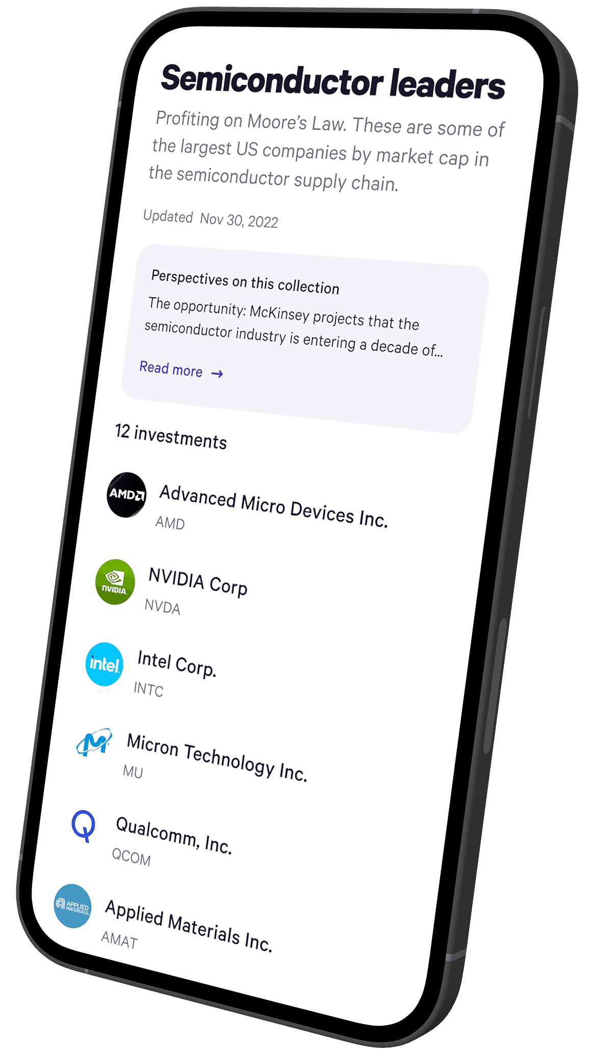 Stocks on mobile phone
